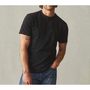 American Giant Mens Premium Slub V-Neck Black Cotton Tee T-Shirt S Small NWOT